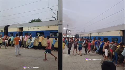 bihar railway station viral video download|Viral Video: Passengers Push Train in Bihars Kiul to。